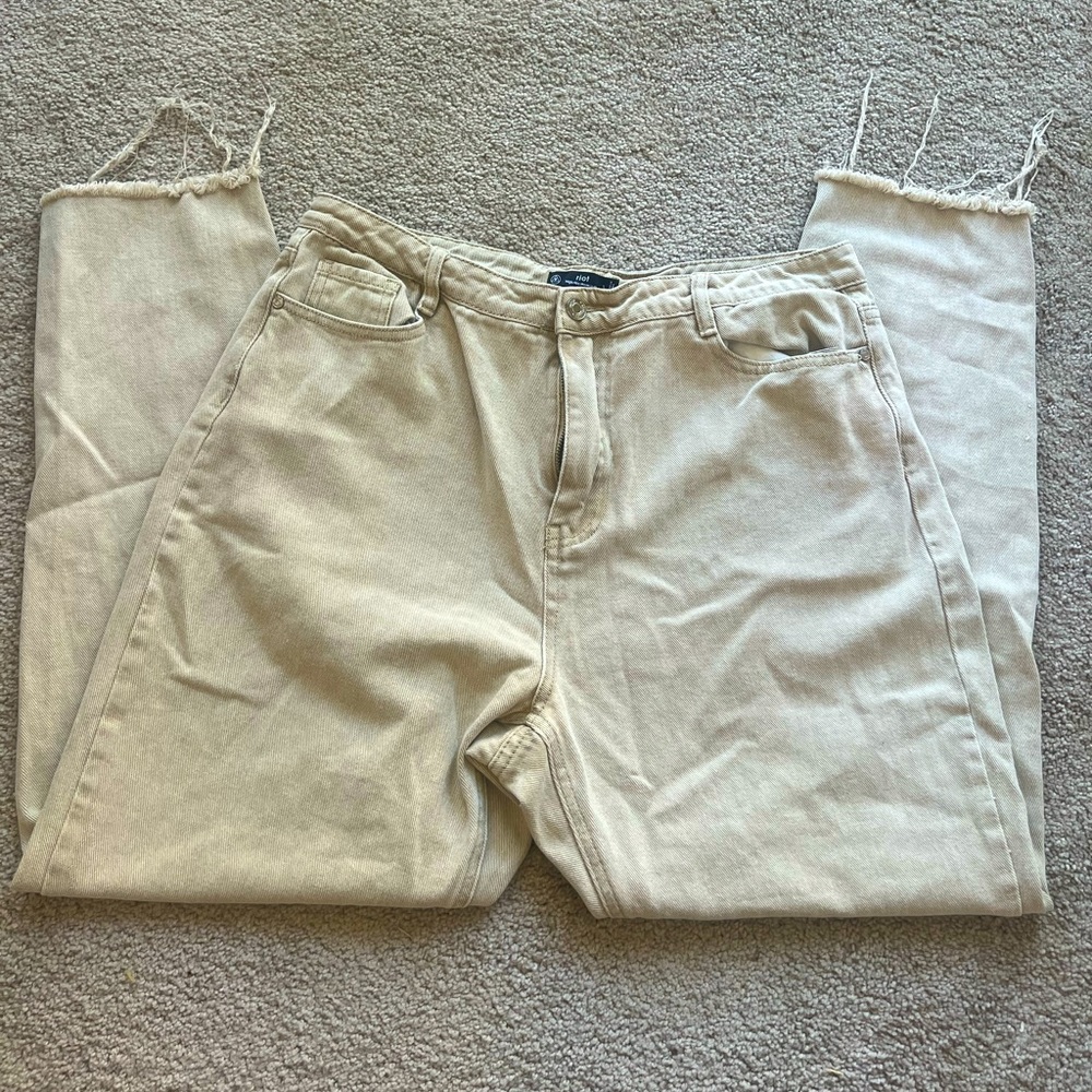 Riot High Rise Mom Jeans in Tan